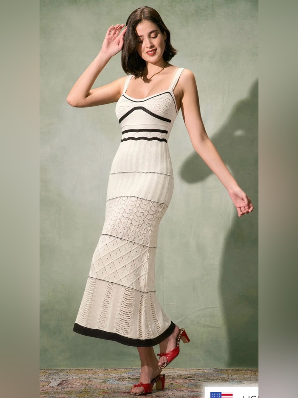 NWT TFY Collection Boho Contrast Multi-Textured Knit Maxi Slip Dress - Picture 4 of 7